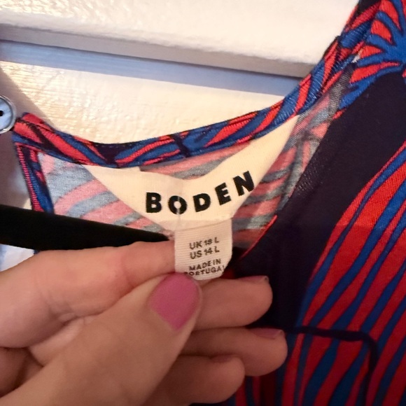 🎀 Boden Jersey Striped Bow Print US 14 Women’s dress w/ POCKETS - Picture 7 of 13